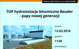 Webinarium: TOP hydroizolacje bitumiczne Bauder- papy nowej generacji 13.03.2018