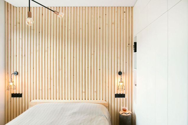 sypialnia, drewno, jasna