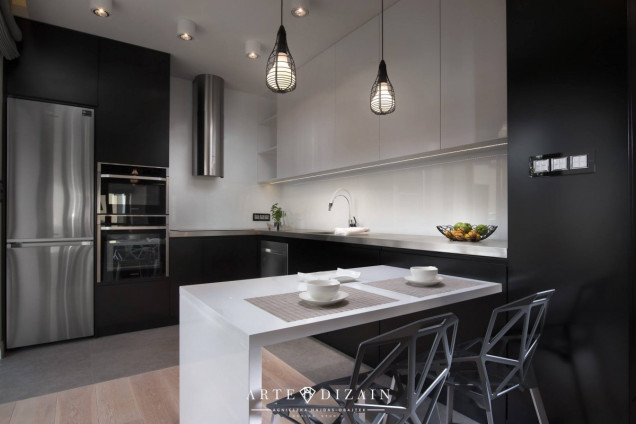 kuchnia, projekt, apartament, ciekawa kuchnia