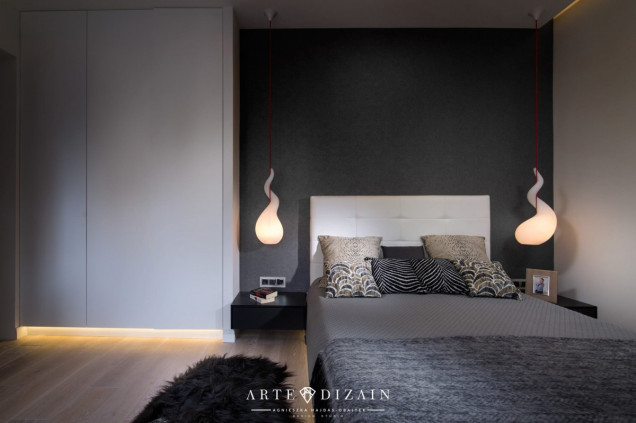 ciekawa sypialnia, apartament
