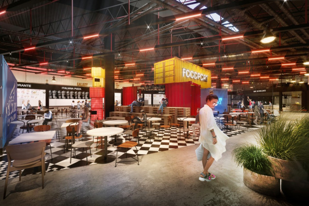 CH Galaxy Szczecin, modernizacja wnętrza, MIXD, Foodport, Foodport w Szczecinie, aranżacja strefy gastronomicznej, projekt strefy gastronomicznej