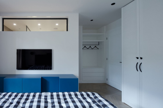 loft, niebieski w mieszkaniu