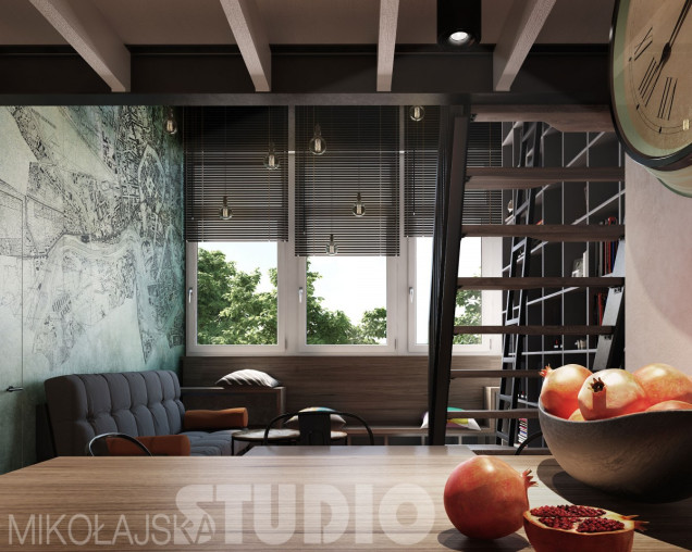 projekt mieszkania, loft