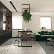 projekt wnętrza mieszkania z zielonymi akcentami od Lena Interiors