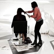 Zaha Hadid, salon fryzjerski Fudge, salon fryzjerski na London Design Festival 2012, biało-czarne wnętrze