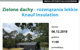 Webinarium Knauf Insulation: Zielone dachy - rozwiązania lekkie