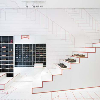 Studio Makkink & Bey, sklep Camper w Lyonie, schody nadrukowane na ścianach