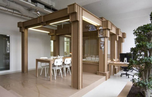 Cardboard Office, Alrik Koudenburg, Joost van Bleiswijk, biuro agencji reklamowej Nothing, biuro z tektury