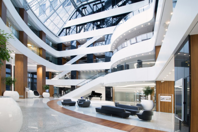 atrium, biuro, wnętrze, Apa Wojciechowski Architekci