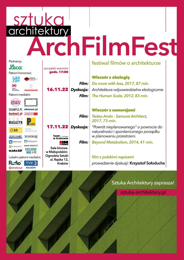Festiwal Filmów o Architekturze ArchFilmFest zawita do Krakowa