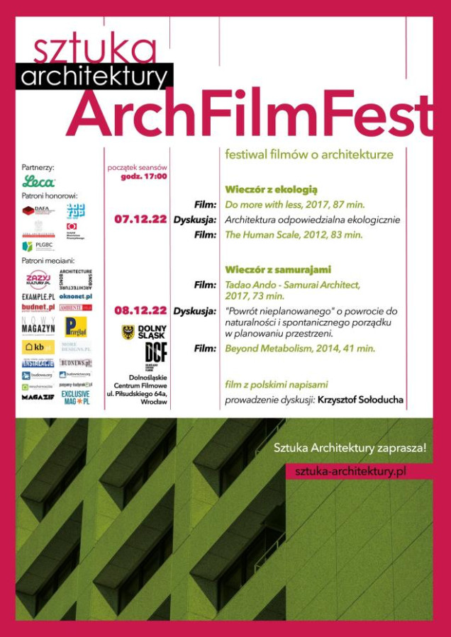 ArchFilmFest we Wrocławiu. 2 dni pokazów oraz dyskusji.